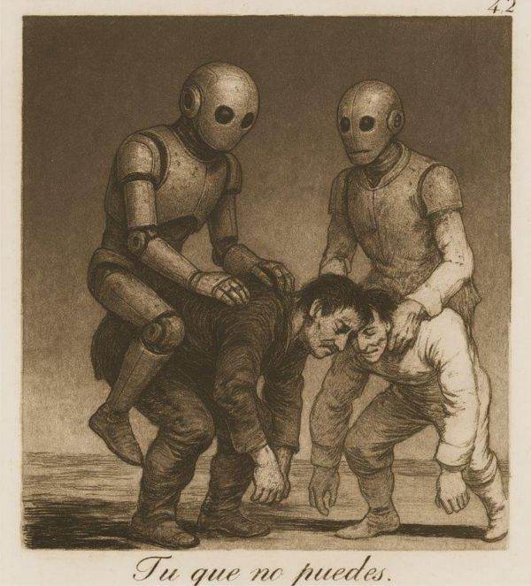 Ilustraţie de MAKE, după Francisco Goya, "Tu que no puedes" (Tu, cel care nu poti). Ilustraţie de MAKE, după Francisco Goya, "Tu que no puedes" (Tu, cel care nu poti).